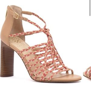 Vince camuto pink/beige braided sandal